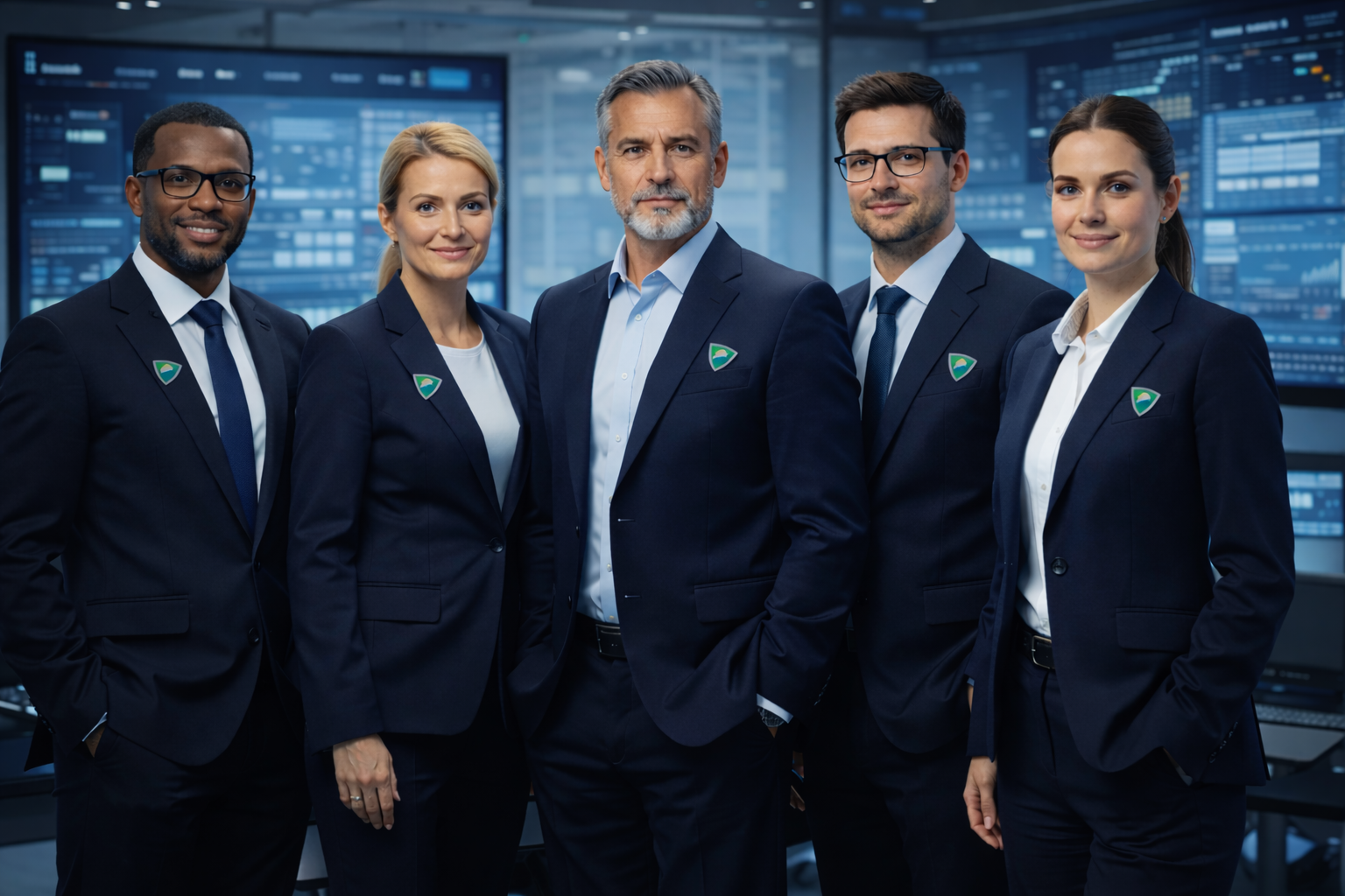 Equipe alinhada com comunicação estratégica para empresas de tecnologia usando identidade visual padronizada