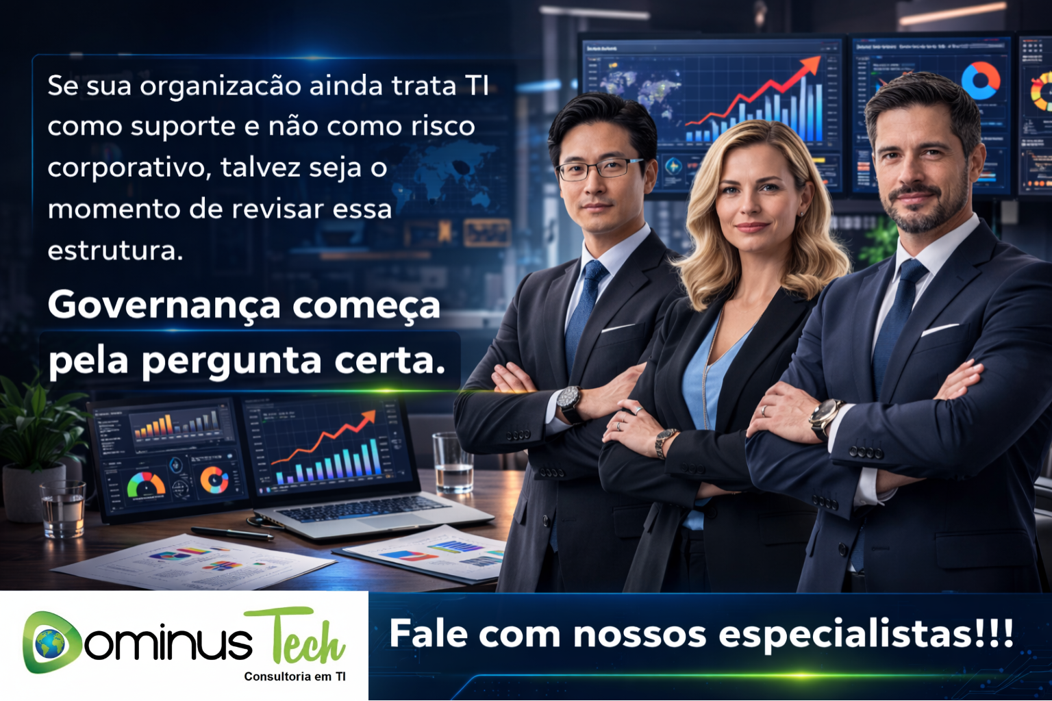 Equipe da Dominus Tech especializada em governança de TI e gestão de risco corporativo.
