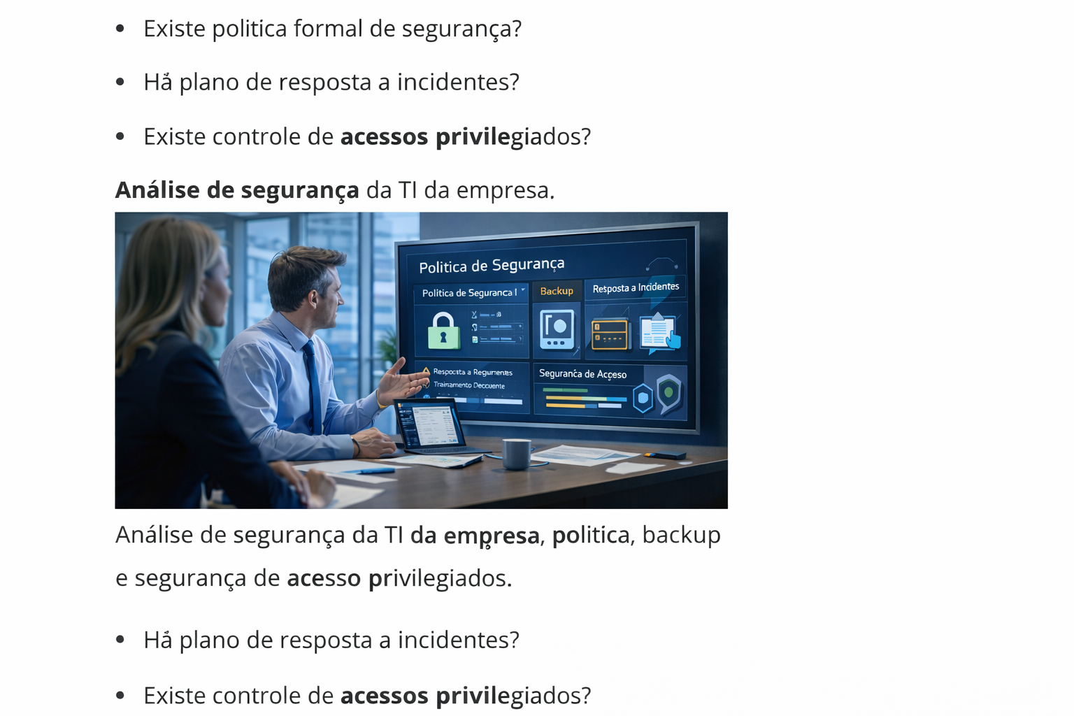 Equipe analisando painel de segurança para monitorar TI da empresa e proteger sistemas e dados corporativos