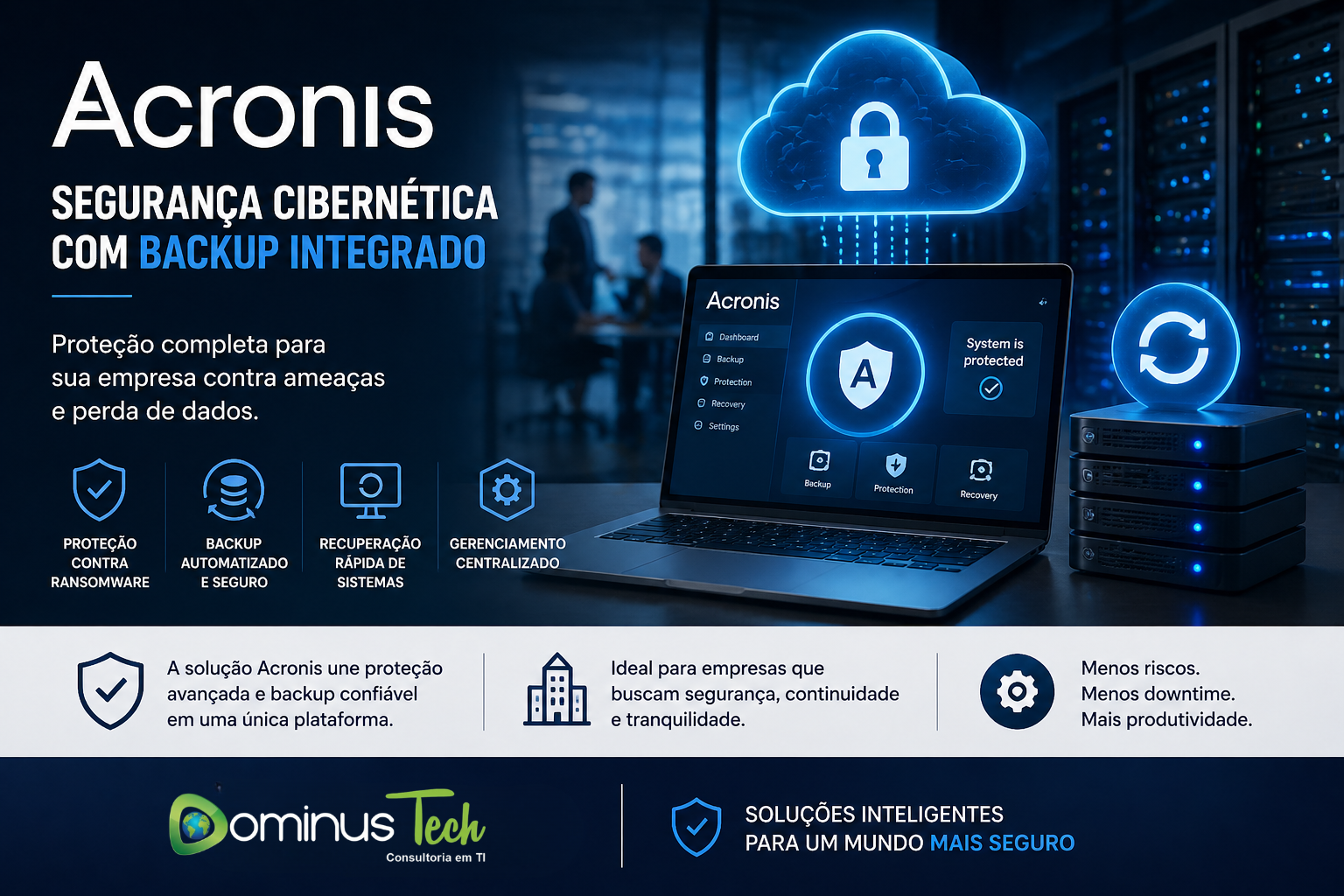 Acronis segurança digital empresarial Dominus Tech proteção e backup de dados corporativos