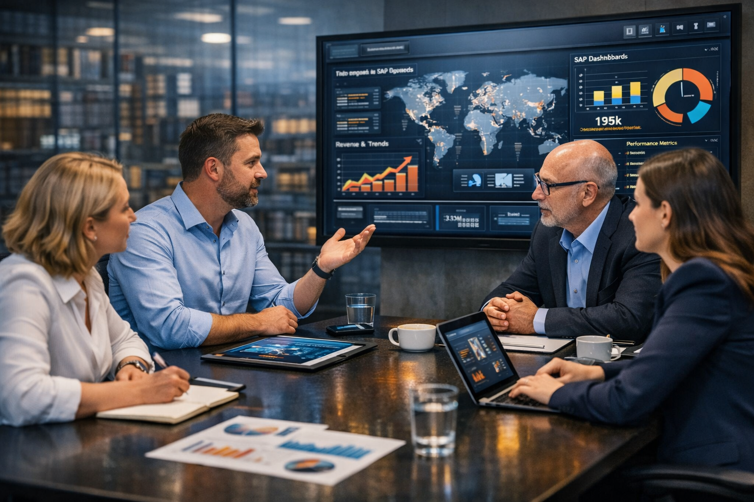 incluir termos como equipe SAP, dashboards analíticos, reunião estratégica