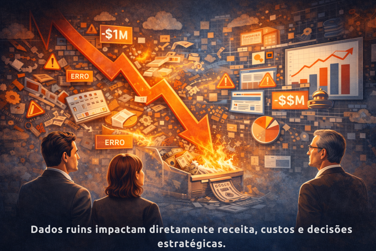 bases de dados para IA - impacto financeiro causado por baixa qualidade de dados em empresas afetando receita custos e decisões estratégicas