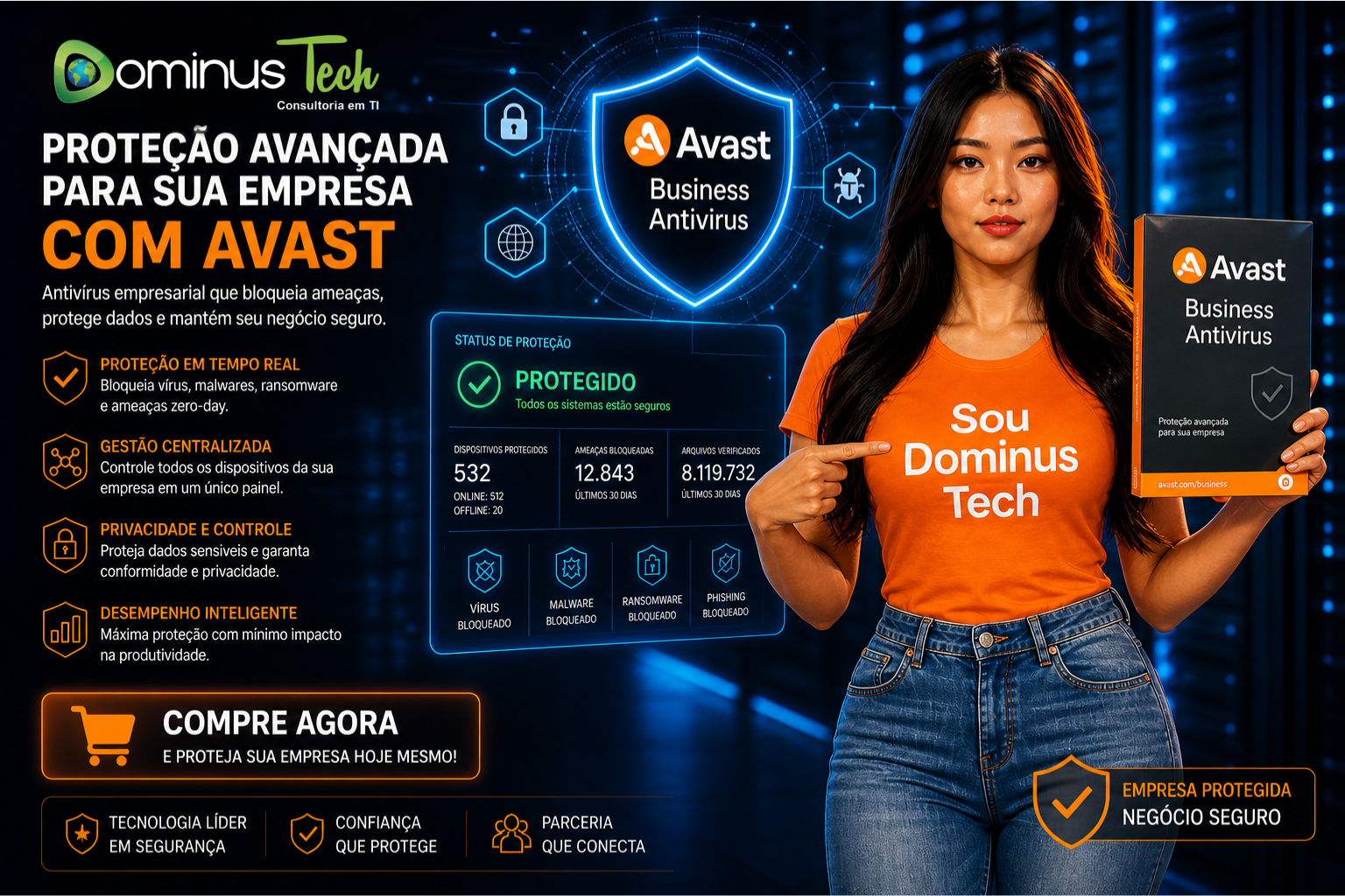 Dominus Tech apresenta solução Avast antivírus empresarial com proteção avançada para segurança digital corporativa