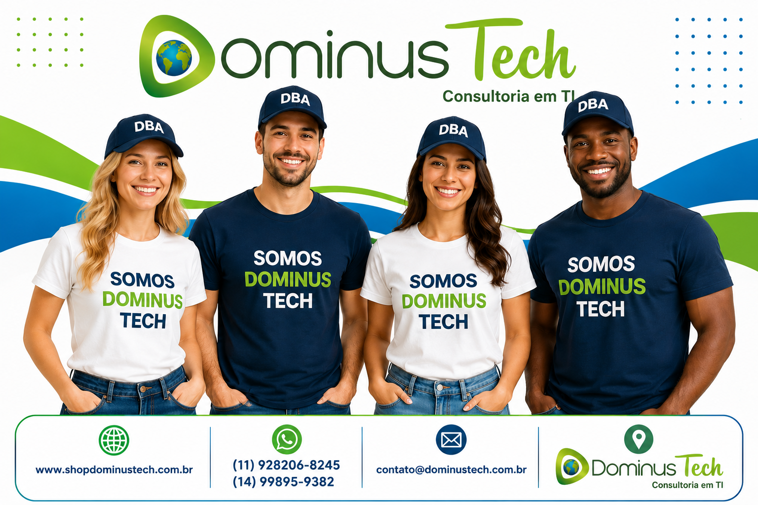 Equipe da Dominus Tech especializada em banco de dados empresarial, DBA Oracle, SQL Server, MySQL, PostgreSQL e SAP HANA com soluções corporativas de TI.