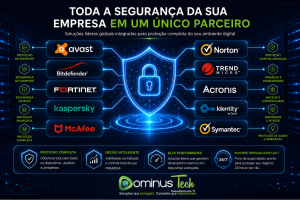 Dominus Tech soluções de segurança empresarial com antivírus, backup, firewall e proteção de dados integrados