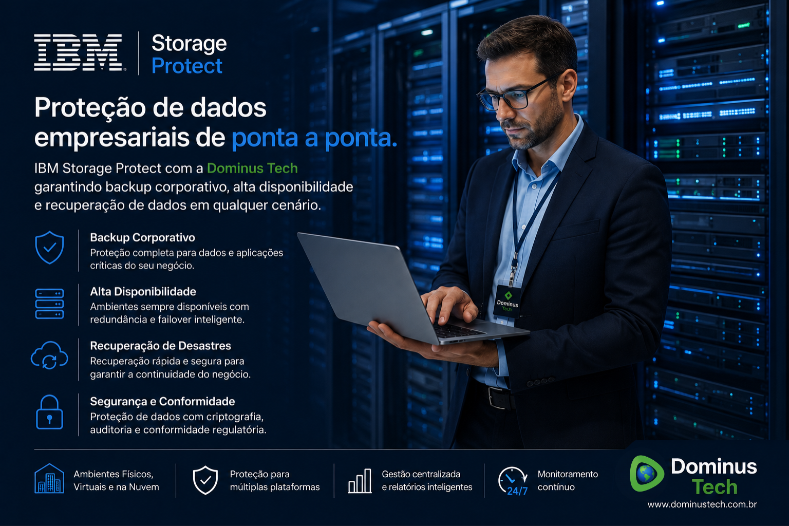 IBM Storage Protect backup corporativo Dominus Tech alta disponibilidade proteção de dados empresariais