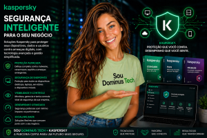 Kaspersky segurança endpoint com proteção de dispositivos e monitoramento em tempo real apresentado por profissional Dominus Tech em ambiente tecnológico