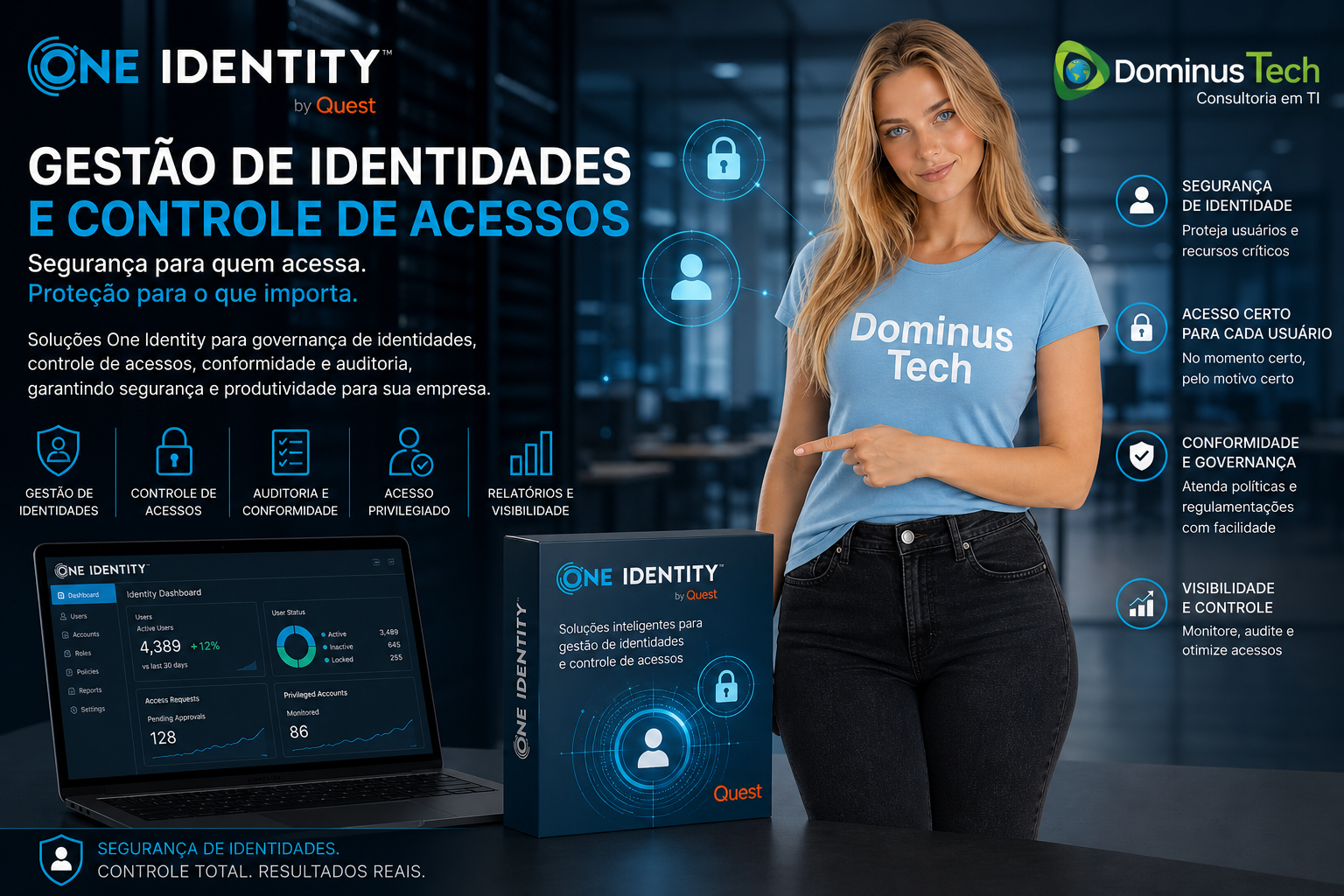 One Identity gestão de acessos com segurança de identidade e controle de usuários Dominus Tech