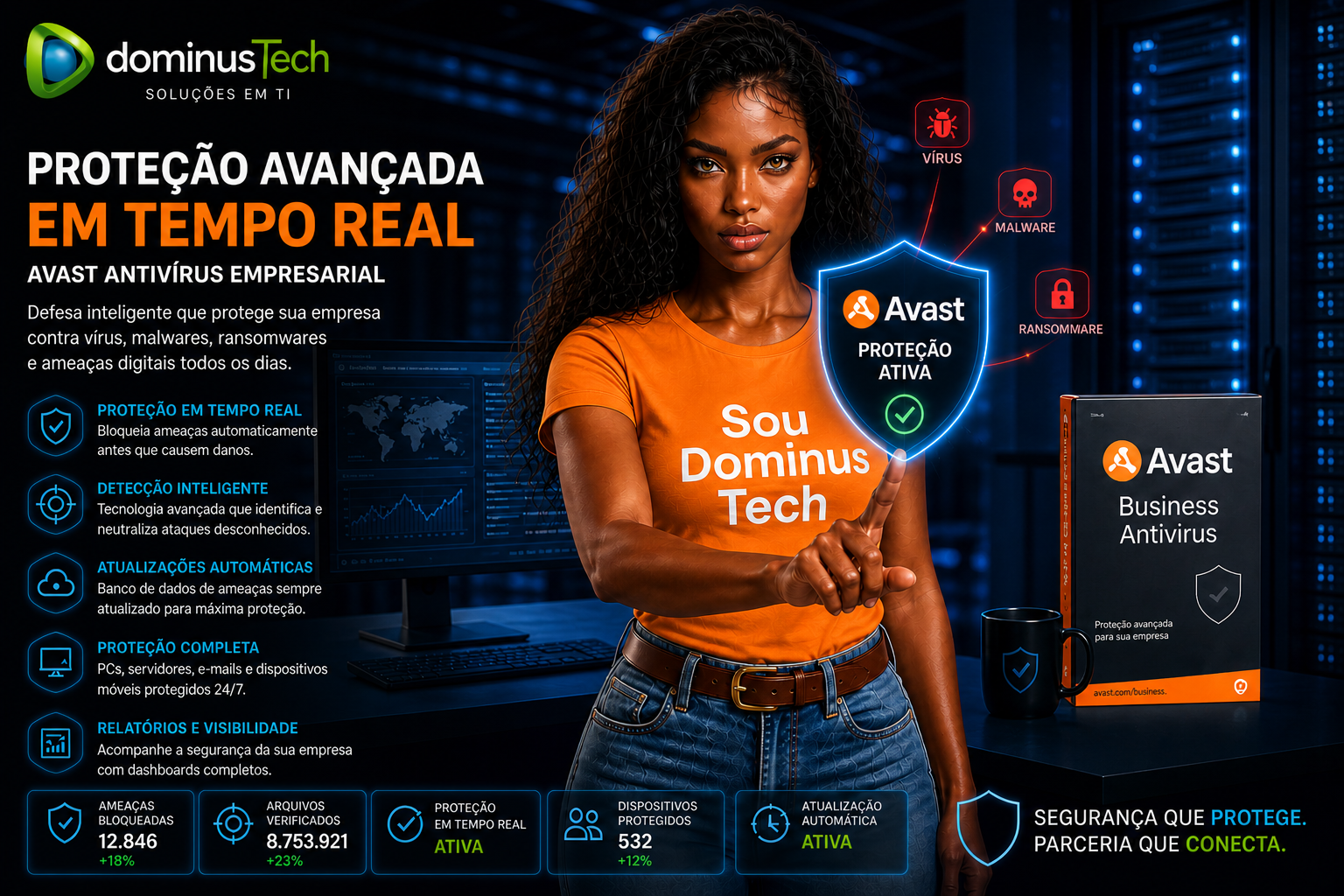 Avast antivírus empresarial Dominus Tech proteção em tempo rea