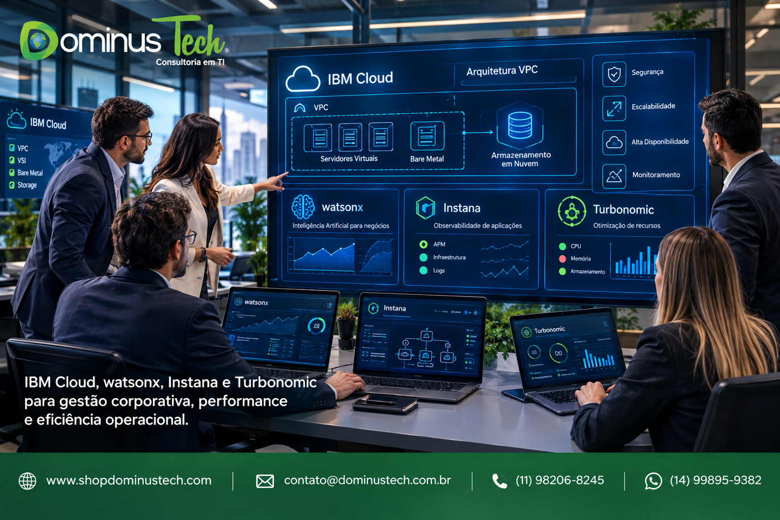 IBM Cloud com watsonx, Instana e Turbonomic em ambiente corporativo