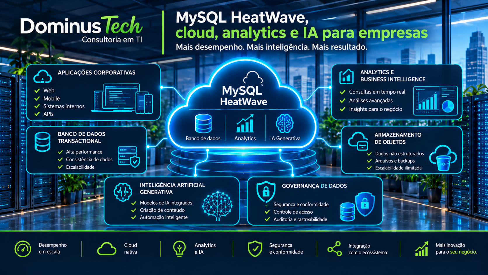 MySQL HeatWave em cloud para banco de dados, analytics e inteligência artificial